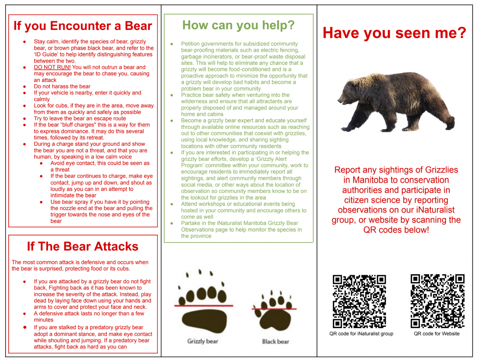 Bear Awareness Resources Manitoba Grizzly Bear Safety Program