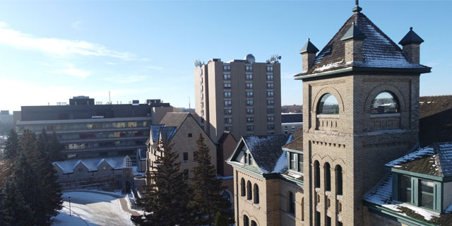 Clark Hall tower on a winter late afternoon